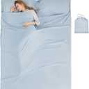 Sleeping Bag Liner Camping Adult Sleep Sack Lightweight Travel Sheet for Hotel Bed Compact Ultralight Essential Cleaning Supplies Kit Travel Bedding Set for Backpacking (70.9" x 82.7"-Double, Double Blue)