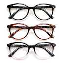 3 Pack Reading Glasses Spring Hinge Stylish Readers Black/Tortoise for Men and Women (3 Mix, 3.0)Medium