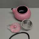 Juvale Cast Iron Tea Kettle - Stainless Steel Infuser & Loose Leaf Tea Steeper - Heat Retention in Pink Cast Iron Kettle - 34 oz