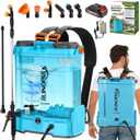 4 Gallon Battery Powered Backpack Sprayer with Auto-Mixing, Compatible with Makita 18V Battery, 21V 2.6Ah Battery, 2 Spray Wands (Stainless & Fiberglass), 100 PSI Garden Sprayer for Lawn Care