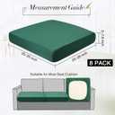 Newwiee 8Pcs Patio Cushion Covers Stretch Outdoor Cushion Cover Replacement for Patio Furniture Sofa Couch Slipcovers, Soft Flexibility Washable Furniture Protector(Waterproof Pure,Dark Green)
