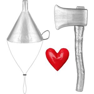 2 PCS Silver Funnel Hat Axe Set,Halloween Tin Costume Accessories for Adult,Kids Cosplay Party