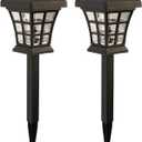 Crosslight Solar Powered Pathway Lights (2 Pack) - Pagoda Outdoor LED Lights, Waterproof for Garden, Yard, Patio, Lawn, Walkway - Decorative Ground Stake Lighting | Warm White