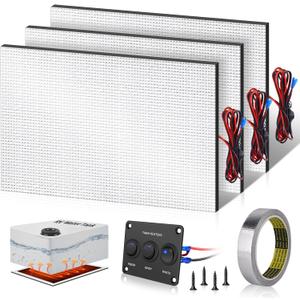 Boltigen 3pcs RV Water Tank Heater Pad, 12V/13.5V Thicker Heating Anti-Freeze Pad Kit with Automatic Thermostat & On/Off Switch for RV Holding Tanks Up to 50 Gallons, Camper, Trailer, Boat, Motorhome