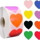 Color Heart Sticker Labels, 500 Pieces Heart Sticker 25mm Heartn Sticker Labels Rolls Writable Surface 8 Colors Choice Self Adhesive Labels for Calendar Planner Organization Decorations (Mixcolors)