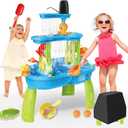Dolanus 3-Tier Water Table for Toddlers with Pump, Table Cover - Sand Activity Sensory Playset, Summer Outdoor Outside Pool Backyard Beach Toys for Kids Age 1 2 3 4 5 8 Year Old Boys Girls