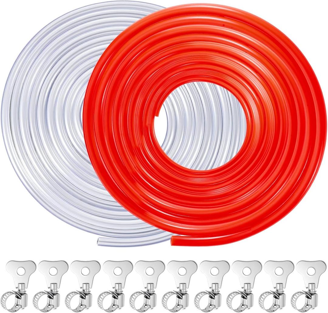 Weysat 2 Pcs 20FT Kegerator Beer Co2 Gas Dual Lines Kit, ID 3/16 Keg Beer Lines Tubing & ID 5/16'' Co2 Gas Hose Food-grade PVC Tubing Keg Faucet Tube with 10 Pcs Hose Clamps for Homebrew