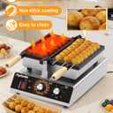 Commercial Waffle Pop Machine, Stainless Steel Waffle Skewer Maker with Nonstick Teflon, 1500W Adjustable Temp & Timer, 3-Grid Electric Waffle Ball Maker, for Snack Bars & Eateries