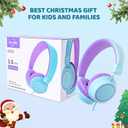Olyre Kids Headphones, Toddler Headphones with Cord for School Plane Travel, Lightweight Stereo Wired Children Earphones with HD Microphone for Boys Girls for PC Cellphone Tablet(Icy Mint Blue/Purple)