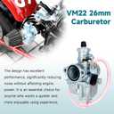 FVRITO VM22 26mm Carb for Predator 212 Carburetor 212cc 196cc Coleman CT200U CT200U-EX BT200X KT196 Mini Bike Go Kart Baja Warrior MB200 6.5hp GX160 GX200 OHV Clone Engine Performance Parts Black