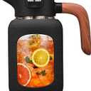 84 oz/2.5 Liter Glass Pitcher with Lid and Handle, Glass Carafe/Jug for Hot/Cold Water, Large Iced Tea Pitcher for Coffee, Juice and Homemade Beverage, Black