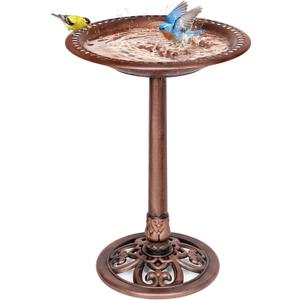 VIVOHOME Bird Bath for Outside, Polyresin Pedestal Bird Baths for Outdoor, Garden, 28 Inch Height Weather-Resistant Birdbaths with 20" Bowl, Antique Bronze