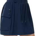 THE GYM PEOPLE Women's Quick Dry Hiking Cargo Skorts Lightweight Drawstring Athletic Golf Skirts Built-in Shorts with Pockets (Blue, L)
