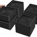 Flechazo Pack of 8 Furniture Bed Risers, 2 or 4 Inch Heavy Duty Adjustable Plastic Triangular Furniture Risers with Non-Slip Mats for Bed, Desk, Sofa