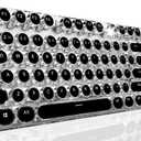 EWEADN TK950 Typewriter Keyboard Wireless Mechanical Keyboard, 104 Keys Aesthetic Typewriter Keyboards with White Backlit, Anti-Ghosting, Blue Switch Bluetooth/2.4GHz/Wired Cute keyboards-Black