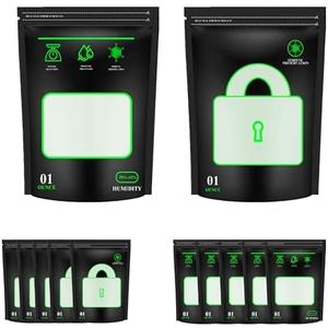 Vishilan 50 Pcs Reusable 1 oz Storage Terp Bags, 58%-62% RH 2-Way Humidity Control, Heat Sealable, Odor-Proof, Clear Plastic, Rectangular, Zipper Closure