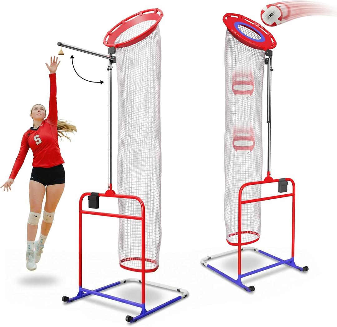 Patented 2in1 Volleyball Setter Training Net Equipment & Vertical Jump Tester Trainer. Setting Target for Jumping Setters Trainers, High Measurement Tool Pole Set for Vollyball Pass Indoor Practice