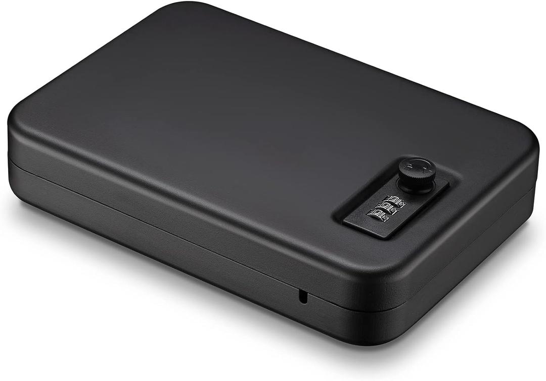 Pistol Safe, Portable Travel Safe,Handgun Lock Box, Safes for Cars, Black