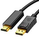 DisplayPort (DP) to HDMI Cable, 1080p@60Hz Uni-Directional UHD DP to HDMI Audio & Video Display Cable for Projector, Laptop, TV, Monitor, MacBook 6 Feet - Black