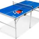 EastPoint Sports Penn Space Saver Table Tennis Table Fully Assembled 6 Foot x 3 Foot Indoor/Outdoor Portable Table with Net, 2 Ping Pong Paddles and 4 Balls 10 Minute Set Up