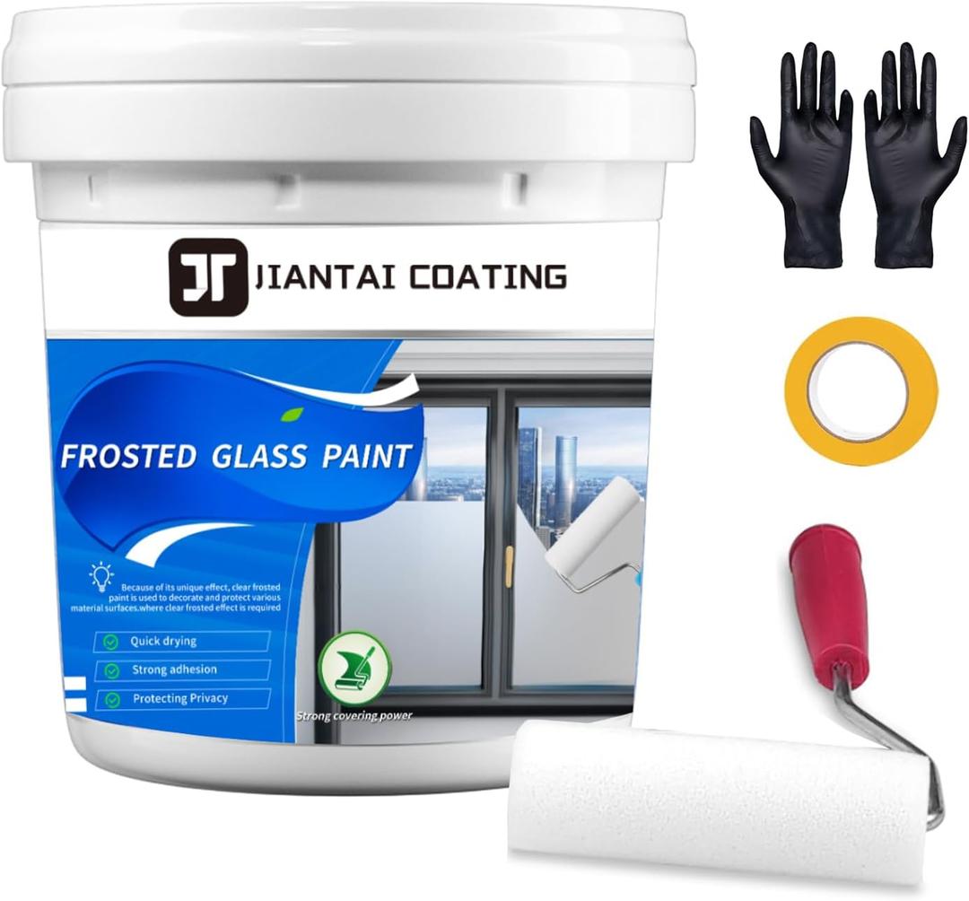 Frosted Glass Paint, Privacy Window Paint With Tools, 16Oz, Waterproof & UV Resistant for Glass Surface in Bathroom, Kitchen, Room, Sliding Doo