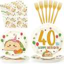 96Pcs Taco 40th Birthday Party Decorations Taco 40th Bout Plates and Napkins Mexican Fiesta Decoration for Men Women 40 Year Old Cinco De Mayo Fiesta Mexicano Summer Birthday Party Supplies Serves 24