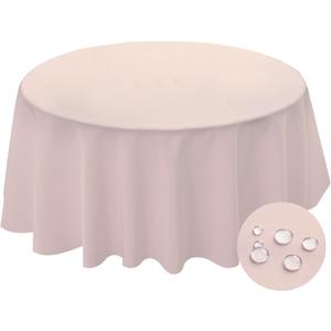 BYDOLL Table Cloth Round 70 Inch Tablecloth Fits Max60 Inch Diameter Top,Pale Pink Washable Outdoor Winkle and Stain Resistant Spillproof Polyester Tablecloths for Round Tables Party Cover