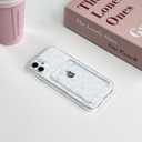 NITITOP Compatible with iPhone 12 Mini Case Clear with Card Holder Cute Flower Floral Leave Pattern for Women Girl Soft TPU Shock-Absorbing Wallet Case Protective Phone Cover - Light Blue