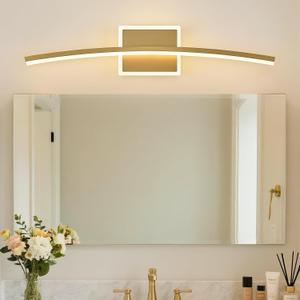 Benkut Modern LED Wall Sconce Gold Light Fixtures Over Mirror Modern Bath Wall Lighting for Bathroom, Dimmable Vanity Light for Bathroom(5CCT 23.6Inch), 24 IN