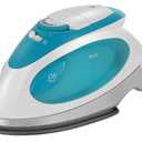 Sunbeam Travel Steam Iron, 1080 Watt, Dual Voltage 120/240, Compact Size, Portable, Non-Stick Soleplate, Soft Touch Handle, Horizontal or Vertical Use, Travel Bag, White and Teal