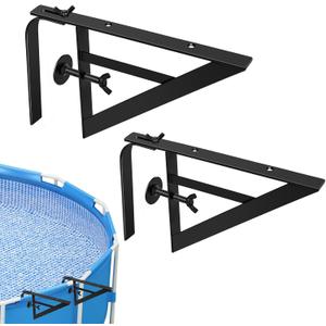 2 PCS Swimming Pool Shelf Brackets Two-Way Adjustable Heavy Duty Swim Up Bar Pool Shelf Brackets Metal Universal Pool Accessories Fit for Round Oval Shaped Above Ground Pool Side Bar