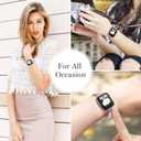 Fitlink Stainless Steel Apple Watch Band for Women, Bling Apple Watch Bands 38mm 40mm 41mm 42mm 44mm 45mm for Apple Watch Series 7 Apple Watch Series 6 Apple Watch SE Apple Watch 3 4 5 (Pink)