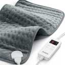 Zuodon Heating Pad for Back Pain Relief, ZUODUN Electric Heating Pads for Cramps with Auto Shut Off & 6 Heat Levels, Moist Heat Therapy, Machine Washable, LED Controller, Gifts for Women, Men (12 x 24 Inch, Gray)