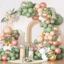 166Pcs Sage Olive Green Blush Peach Balloon Garland Arch Kit Orange White Green Gold Balloons Eucalyptus for Tropical Wedding Jungle Safari Greenery Baby Shower Birthday Party Decorations
