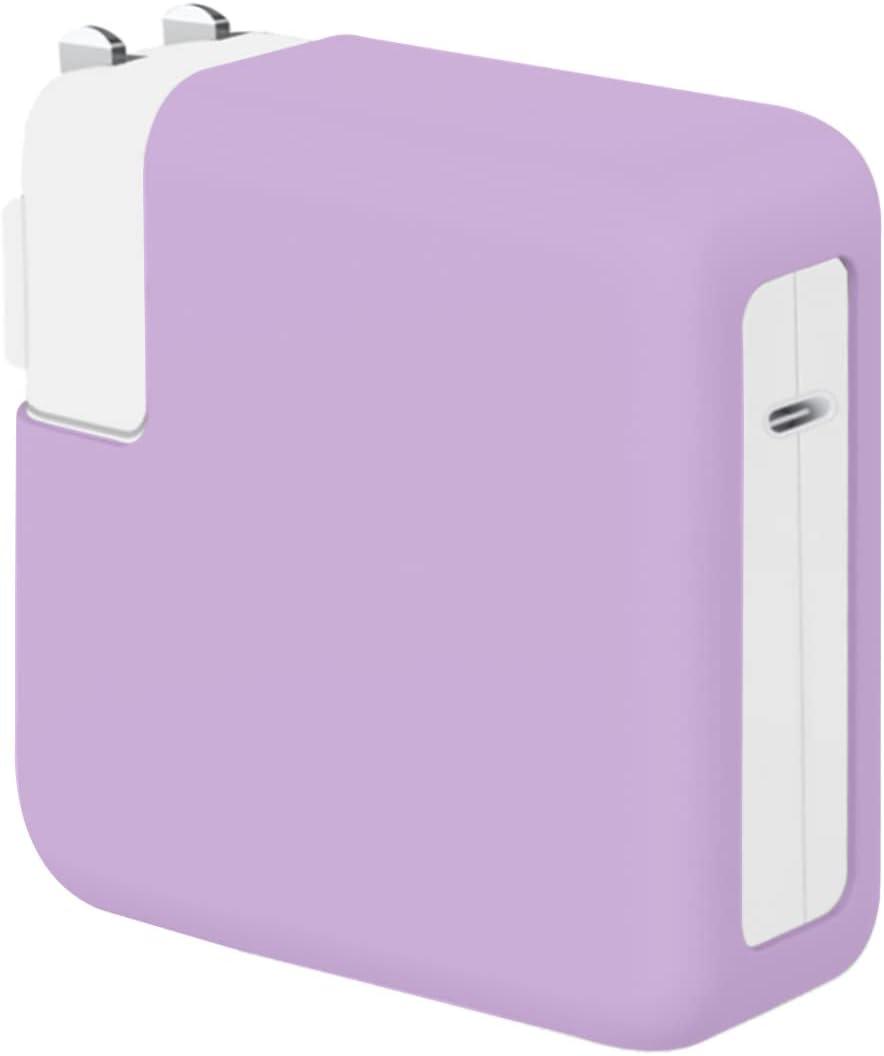 Ultra-Thin Soft Silicone 70W Power Adapter Sleeve Protective Case for MacBook Air 13 13.6 15 inch M5 M4 M3 M2 2022-2026 Pro 14 M5 with 11/12/16-core CPU (70W) Charger Cover Case, Pink Purple