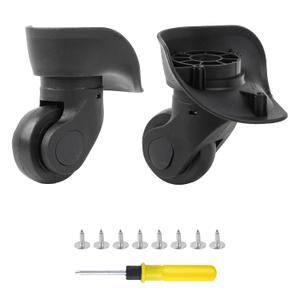 BQLZR Black Luggage Wheels Replacement Plastic Left & Right Swivel Luggage Suitcase Caster Wheels with 4 Holes,Hole Pitch (1.3"/1.54"/1.77"/1.18") 360 Degree Rotation (W041-2-Small)