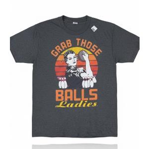 Grab Those Balls Ladies Bowling Retro For Women, Fun Bowling T-Shirt, Medium, 