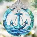 Christmas Ornaments - Stained Glass Decor - Christmas Tree Decorations - Gifts for Friends & Gift Exchange (Anchor)
