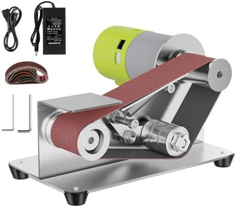 Mini Belt Sander, 7 Adjustable Speed Electric Knife Sharpener, 15 Degree Belt Grinder, Power Belt Sander for Metal Working