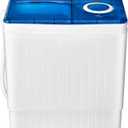 Portable Washing Machine, Twin Tub 26 Lbs Capacity, 18 Lbs Washer and 8 Lbs Spinner, Compact Washer with Control Knobs, Timer Function, Drain Pump, Laundry washer for Apartment RV, Blue