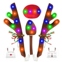 Christmas Reindeer Antlers Car Decoration Kit, LED Multicolor Lights Nose Vehicle with Jingle Bells Rudolph, Auto Holiday Accessories for SUV Van Truck Decor