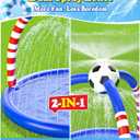 Splash Pad for Kids & Dogs, Large Outdoor Water Sprinkler Pad, Inflatable Water Play Mat with Soccer Sprinkler, Backyard Summer Water Toy for Toddlers Children Family Fun, 75 Inches Diameter
