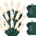 Christmas Lights - Battery Operated String Lights 33ft 100LED Outdoor String Light with Timer & 8 Modes, LED String Lights for Indoor Outdoor Wreath Christmas Wedding Party Decor, Warm White, 2 Pack