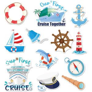 Cruise Door Magnets Decorations, 12 Pcs Nautical Vacation Our First Cruise Magnets, First Cruising Must Haves Magnetic Door Signs for Ship Cabin Stateroom Decor