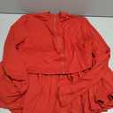 SOLY HUX Women's Skirt Sets 2 Piece Outfits Long Sleeve Crop Top with Pleated Mini Skirt Set Activewear Party Outfits for Women Plain Red X-Large