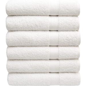 Pleasant Home Bath Towels Set of 6 (24 x 50) 100% Cotton, 515 GSM | Lightweight, Soft & Highly Absorbent Luxury Towels for Bathroom | for Gym, Pool & Spa | 6 Pack, White