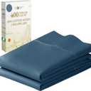 Standard Queen Size Pillowcase Set - 400 Thread Count, 100% Cotton Sateen, Set of 2 Pillow Covers, Breathable, Cooling, Soft for Quality Sleep - Peacock Blue