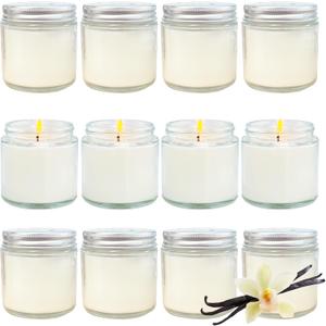 12 Pcs 4 Oz Mini Soy Candles,Vanilla Scented,Aromatherapy Candle,Bulk Candle SetGreat Stress Relieving Scented Candles for Girls as a Gift for Birthdays, Weddings and More!