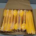 300 Pcs Plastic Silverware Heavy Duty Cutlery Set Plastic Utensils Set Includes 100 Disposable Spoons 100 Forks Knives for Parties Catering Family Gathering(Yellow)