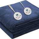 Wapaneus Heated Blanket Electric King Size 90"x100"-Dual Control with 10 Heat Levels 12 Timer Settings and 8 Hours Auto-Shut Off,Fast-Heating Electric Blanket,ETL Listed Machine Washable,Dark Blue